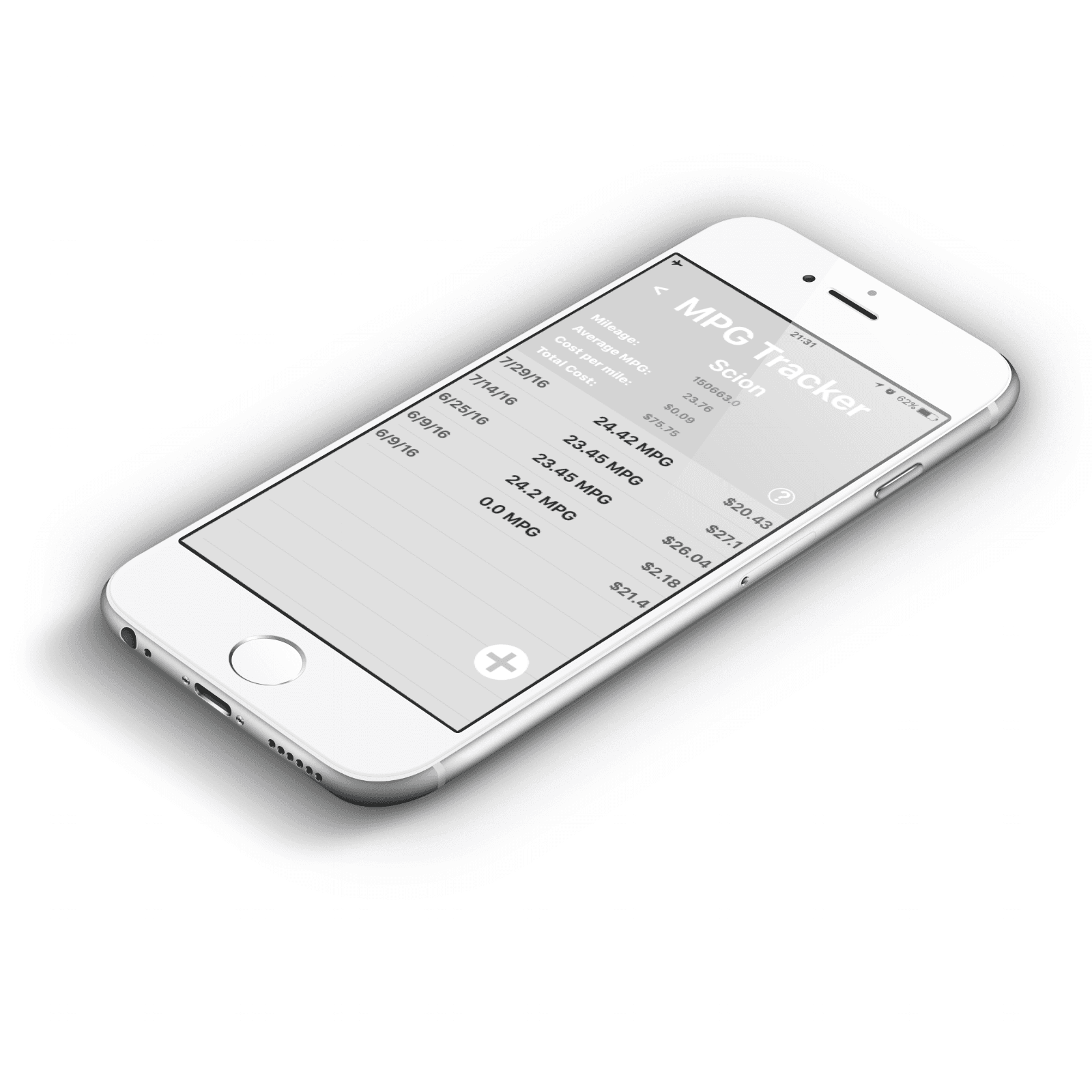 mpg-tracker screenshots